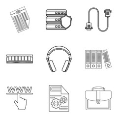 Poster - Protection of cash account icons set, outline style