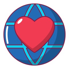 Poster - Planet heart icon, cartoon style