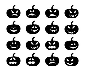 Wall Mural - pumpkin smile silhouette set vector symbol icon design. Beautiful illustration isolated on white background