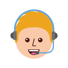 happy young boy avatar wearing headset