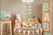 Gifts and decorations for baby shower indoors