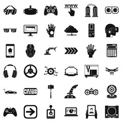 Poster - Playing icons set, simple style