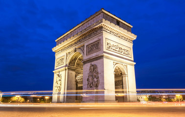 The Triumphal Arch in evening, Paris, France.