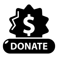 Poster - Donate badge icon, simple black style