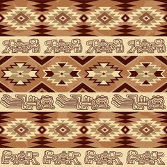 Wall Mural - Abstract geometric seamless pattern Aztec traditional ornament