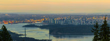 Sunrise Over Vancouver BC And Stanley Park Panorama Canada