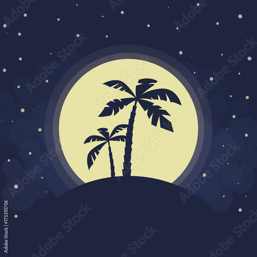 Dark Palms Silhouettes Full Moon And Stars Vector Background Buy This Stock Vector And Explore Similar Vectors At Adobe Stock Adobe Stock