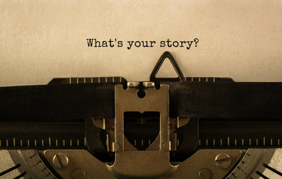 Text What's your story typed on retro typewriter
