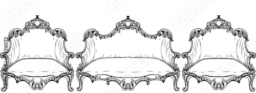 Vintage Baroque Rococo furniture Vector. Rich Imperial rose ornaments. Royal ...