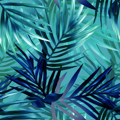 palm leaves seamless pattern.
