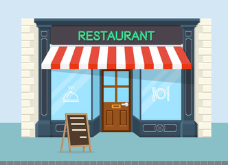 Facade of restaurant vector flat design