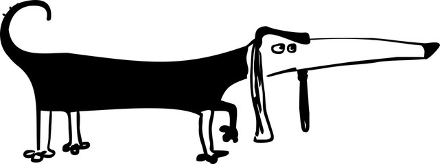 Funny dachshund dog illustration