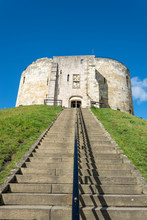 Stairs Leading Up To Clifford's Tower On A Grass Covered Hill