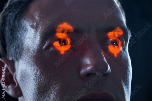 Fotografía Dollarzeichen in den Augen, Symbol für Gier und Geld