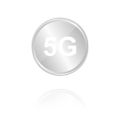 Sticker - 5G-Symbol - Silber Münze mit Reflektion