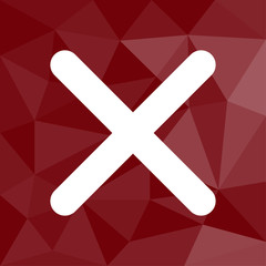 Sticker - Kreuz - Falsch - Icon mit geometrischem Hintergrund rot