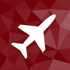 Canvas Print - Flugzeug - Icon mit geometrischem Hintergrund rot