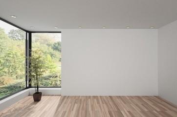 Wall Mural - Empty spacious room with wooden parquet