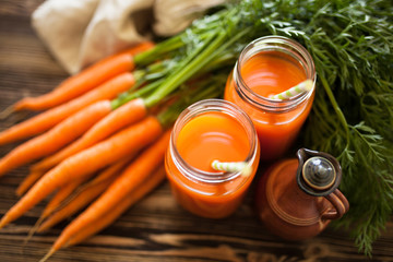 Fresh organic carrot juice