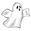 Halloween ghost, scary Halloween sketch illustration Vector