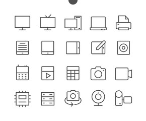 Poster - Devices UI Pixel Perfect Well-crafted Vector Thin Line Icons 48x48 Ready for 24x24 Grid for Web Graphics and Apps with Editable Stroke. Simple Minimal Pictogram