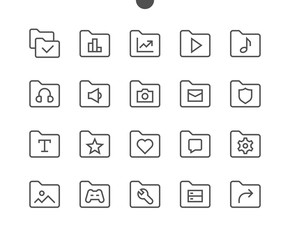 Fototapete - folder ui pixel perfect well-crafted vector thin line icons 48x48 ready for 24x24 grid for web graph