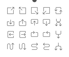 Fototapete - Arrows UI Pixel Perfect Well-crafted Vector Thin Line Icons 48x48 Ready for 24x24 Grid for Web Graphics and Apps with Editable Stroke. Simple Minimal Pictogram