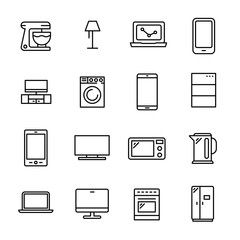 Poster - Simple collection of smart home related line icons.