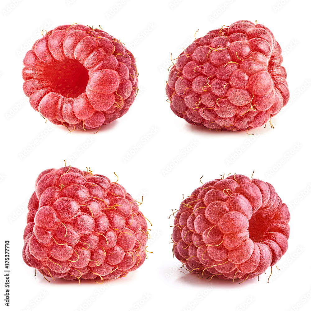 Ripe raspberry isolated on white background. Collection of raspberry ...