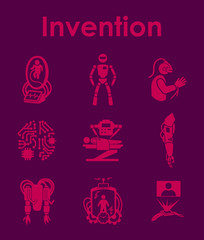 Poster - Set of invention simple icons