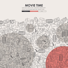 Wall Mural - cinema Doodle Website Template Design