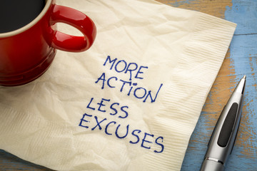 Wall Mural - More action, less excuses - napkin concept