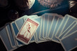 Tarot card /  View of tarot card on the table under candlelight. The Death. Dark tone.