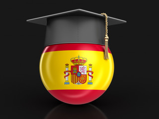 Poster - Graduation cap and Spanish flag. Image with clipping path
