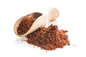 Poster - Tasty cocoa powder in wooden scoop.