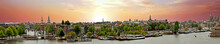 Panorama From The City Amsterdam In The Netherlands At Sunset