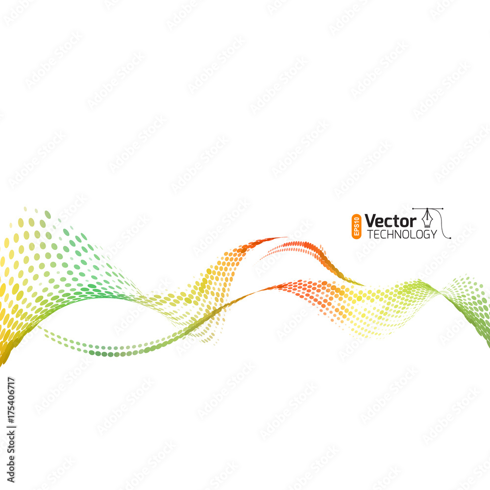 abstract waves of the points for the design of business presentation or a screensaver