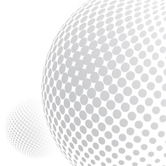 Wall Mural - Abstract globe dotted sphere, 3d halftone effect vector background. Black and white vector illustration.
