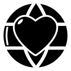 Poster - Planet heart icon, simple black style
