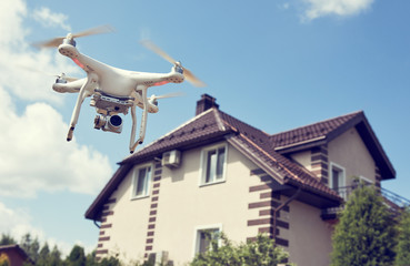 Wall Mural - drone usage. private property protection or real estate check