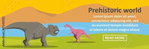 Fotomural Prehistoric dino world banner horizontal concept