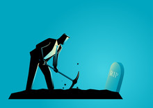 Businessman Digging His Own Grave