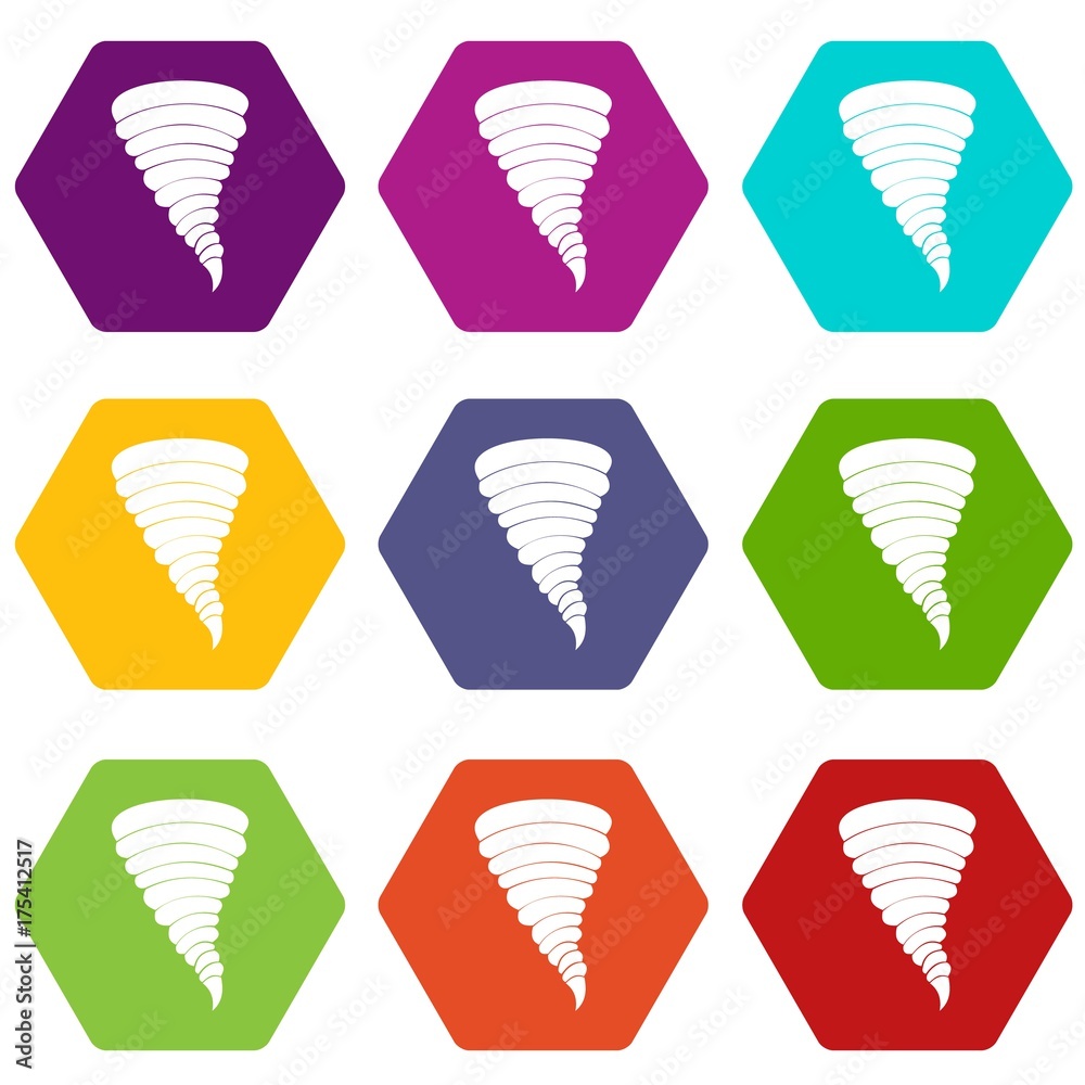 Tornado icon set color hexahedron Stock Vector | Adobe Stock