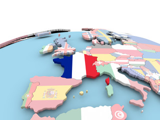 Wall Mural - Flag of France on bright globe