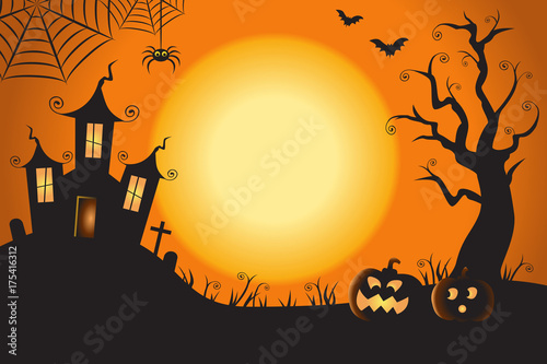 Fotomural Halloween Spooky Nighttime Scene Horizontal Background 1