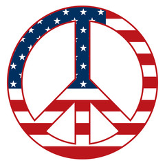 Peace Sign United States USA Flag