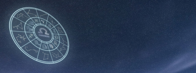 light symbols of zodiac and horoscope circle, libra zodiac sign