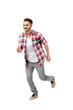 © Africa Studio - Young man in casual clothes running against white background