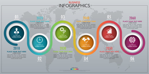 Poster - Infographic business horizontal timeline process chart template. Vector modern banner used for presentation and workflow layout diagram, web design. Abstract elements of graph options.