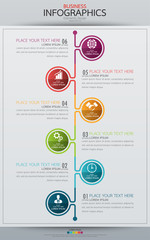 Poster - Infographic business vertical timeline process chart template. Vector modern banner used for presentation and workflow layout diagram, web design. Abstract elements of graph options.